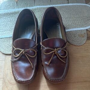 Polo by Ralph Lauren Brown Leather Slip-On Loafers with Bow Detail